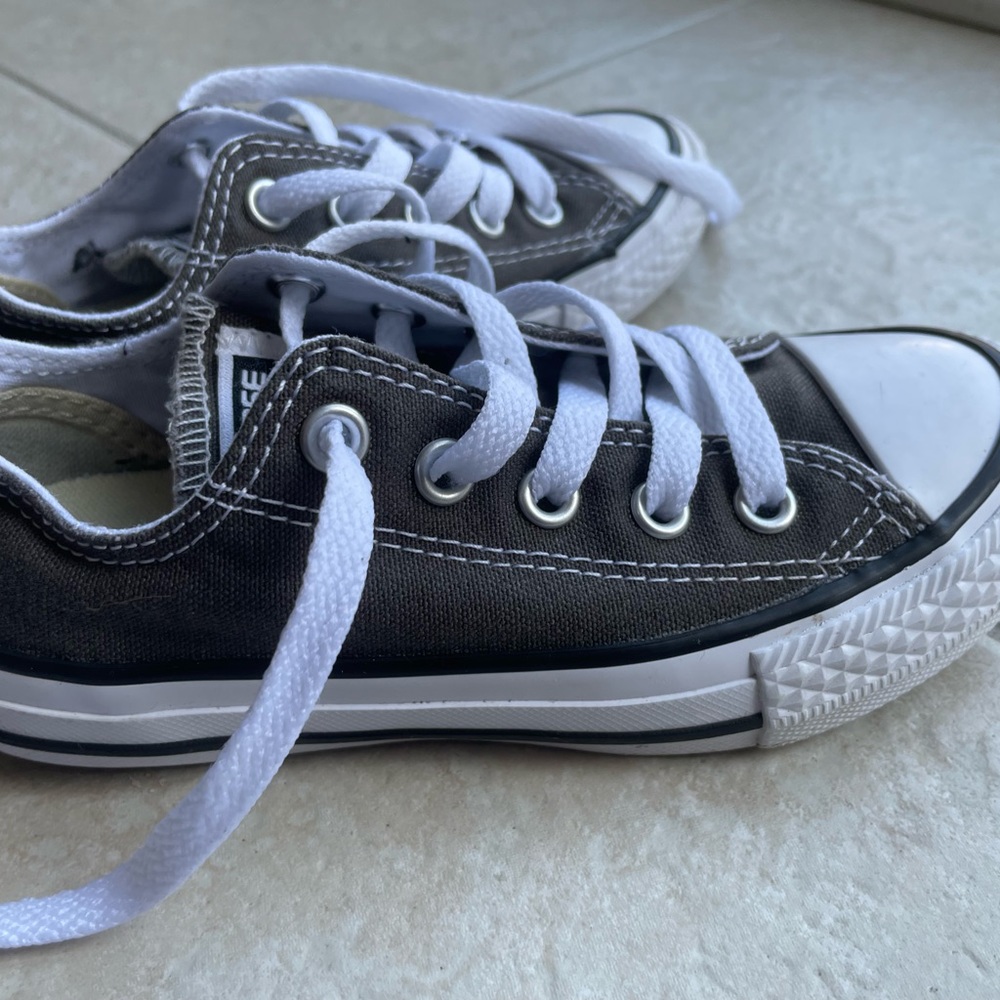 Kids size 11 dark grey converse worn 1x